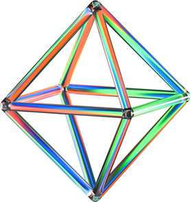 3D Glowing Glass Piped Octahedron